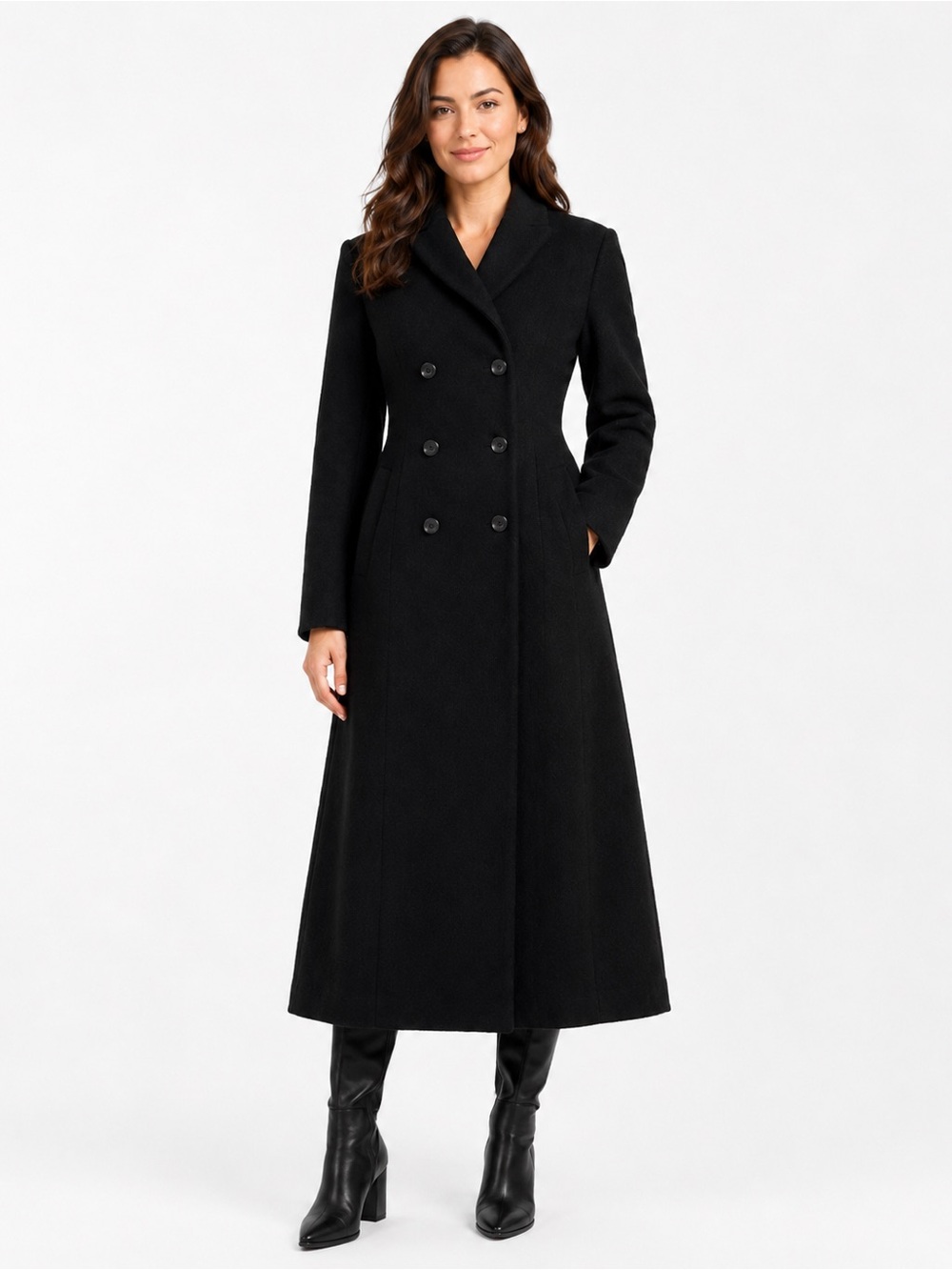 The Limited Black Double Breasted Long Wool Mohair Blend Coat Size M